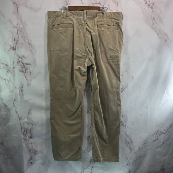 Carhartt Pants Mens 44 X 32 Khaki Tan Canvas Straight Chino Relaxed Fit Brown - Picture 1 of 13
